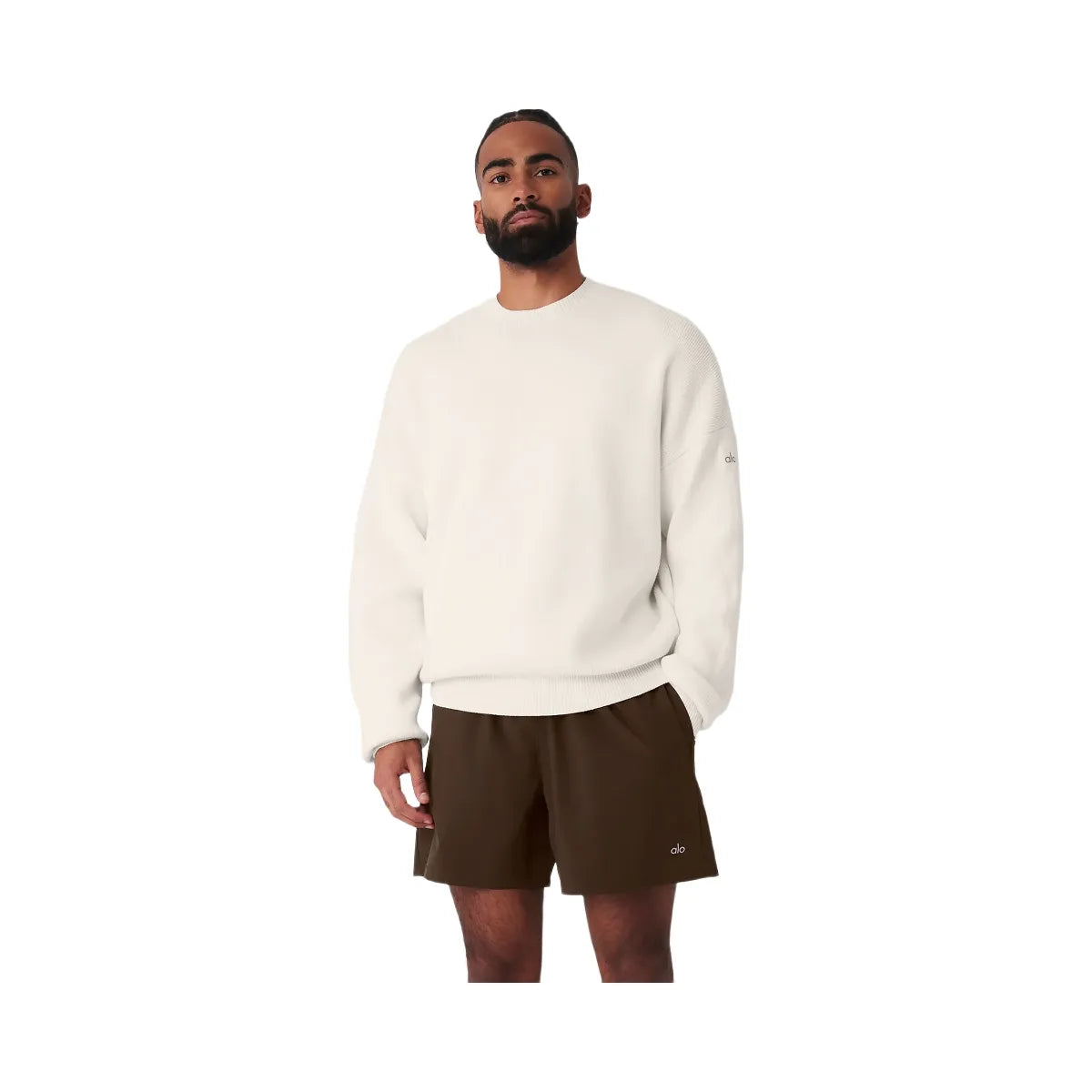 Alo Men's Scholar Crew Neck Sweater - Ivory