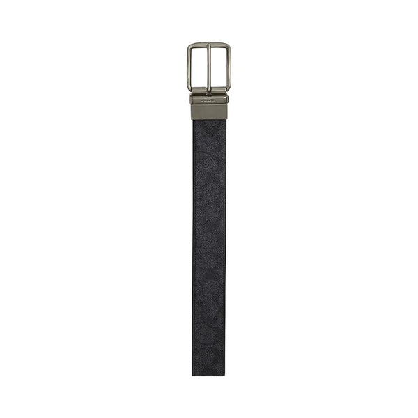 Coach Boxed Card Case And Belt Set In Signature Canvas Signature Canvas-Gunmetal-Charcoal-Black