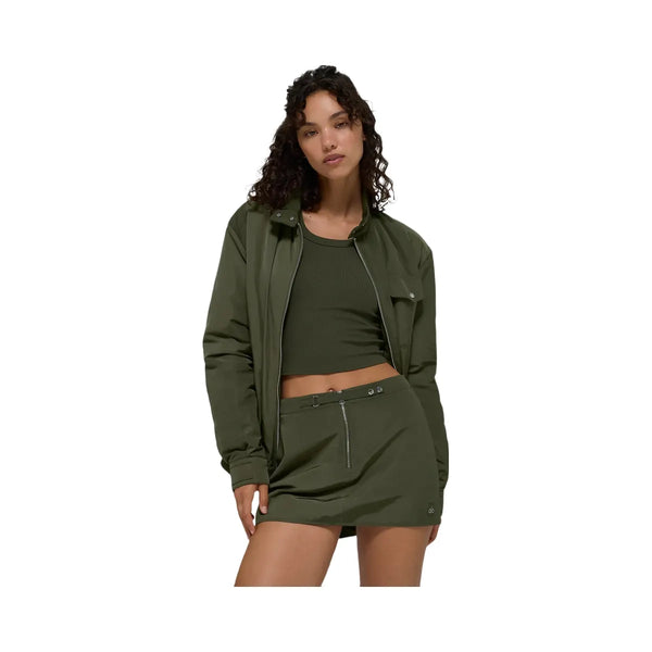 Alo Women's Work It Bomber - Green Olive