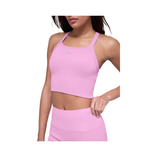 Alo Women's Seamless Ribbed Favorite Bra Tank - Candy Heart Pink