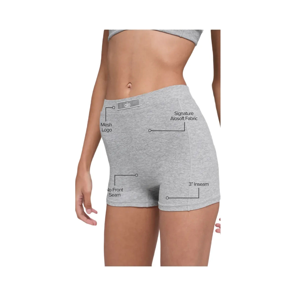 Alo Women's soft Sincere Micro Short - Athletic Heather Grey