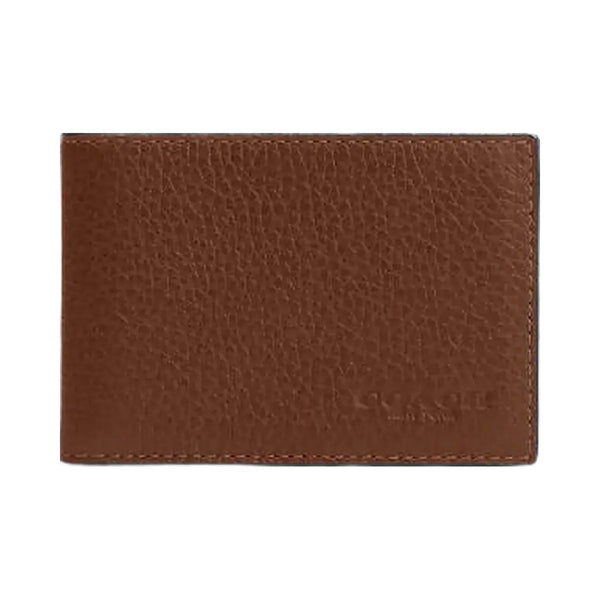 Coach Compact Billfold Wallet Pebbled Leather-Saddle