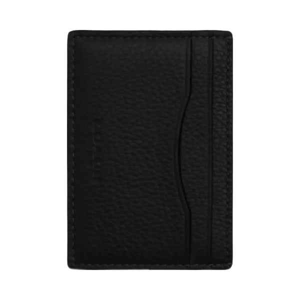 Coach Card Case With Money Clip Pebbled Leather-Gunmetal-Black