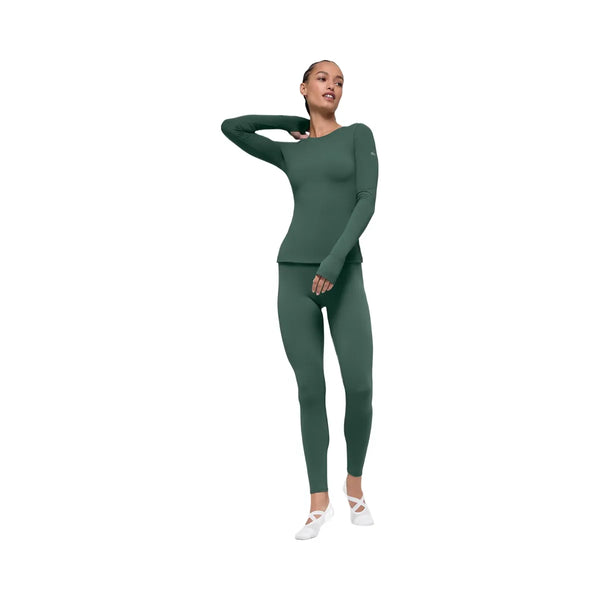 Alo Women's Airbrush Winter Warm Nocturne Long Sleeve - Clover Green