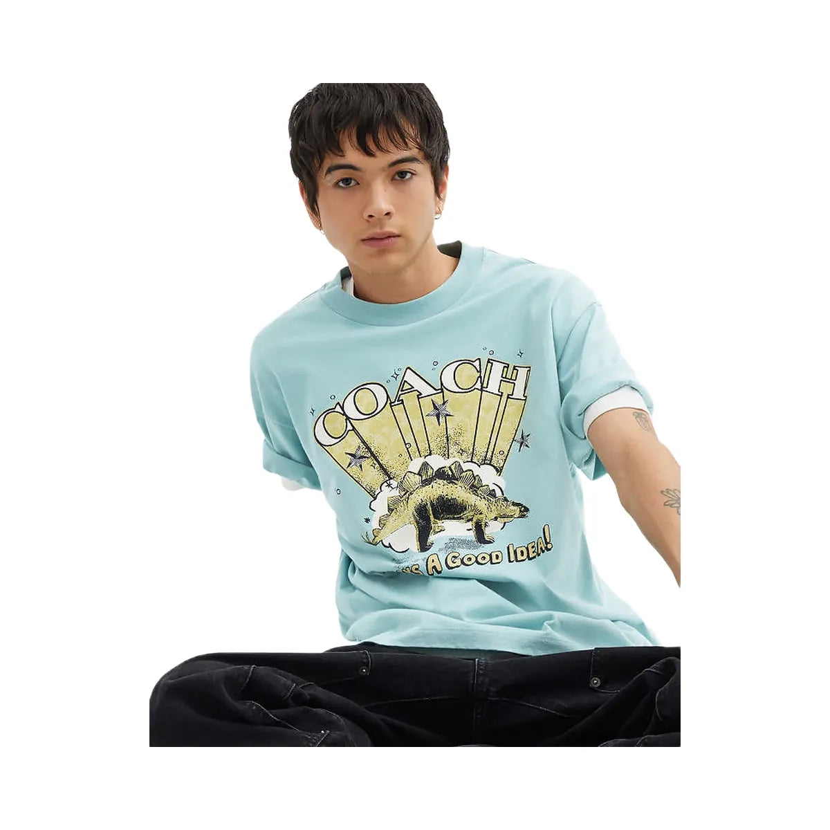 Coach Coach Stegosaurus Relaxed T-Shirt In Organic Cotton Blue Haze