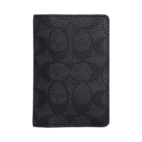 Coach Id Wallet In Signature Canvas Signature Canvas-Charcoal-Black