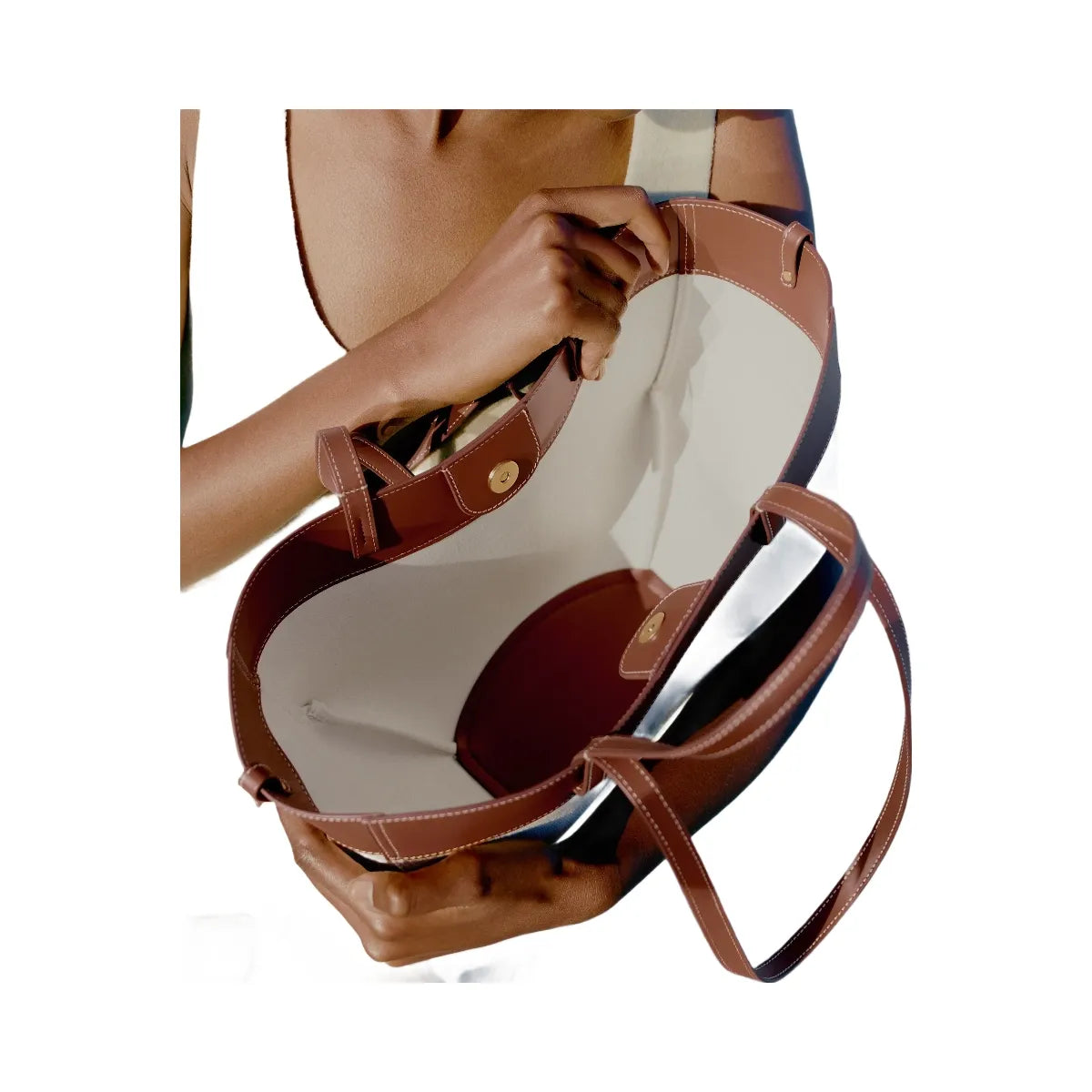 Polene Cyme Mini Cognac Canvas