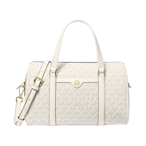 Michael Kors Jet Set Travel Medium Signature Logo Duffel Crossbody Bag Lt Crm Multi