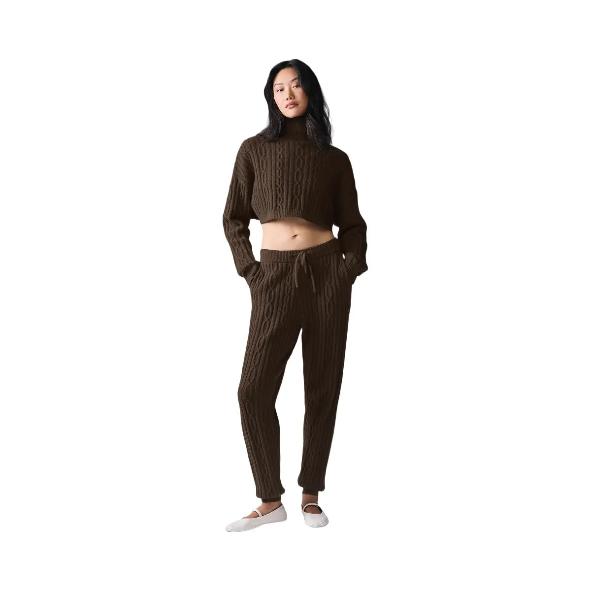 Alo Women's Cable Knit Winter Bliss Pant - Espresso