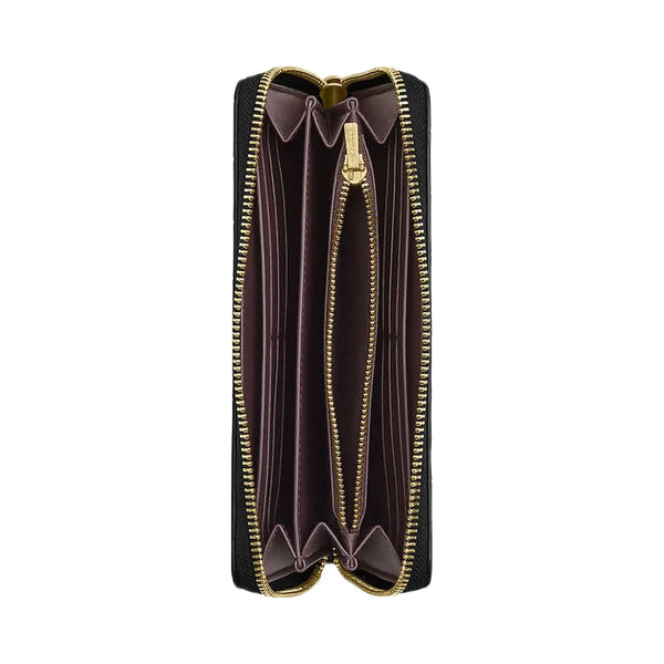 Coach Long Zip Around Wallet Embossed Crocodile-Gold-Black