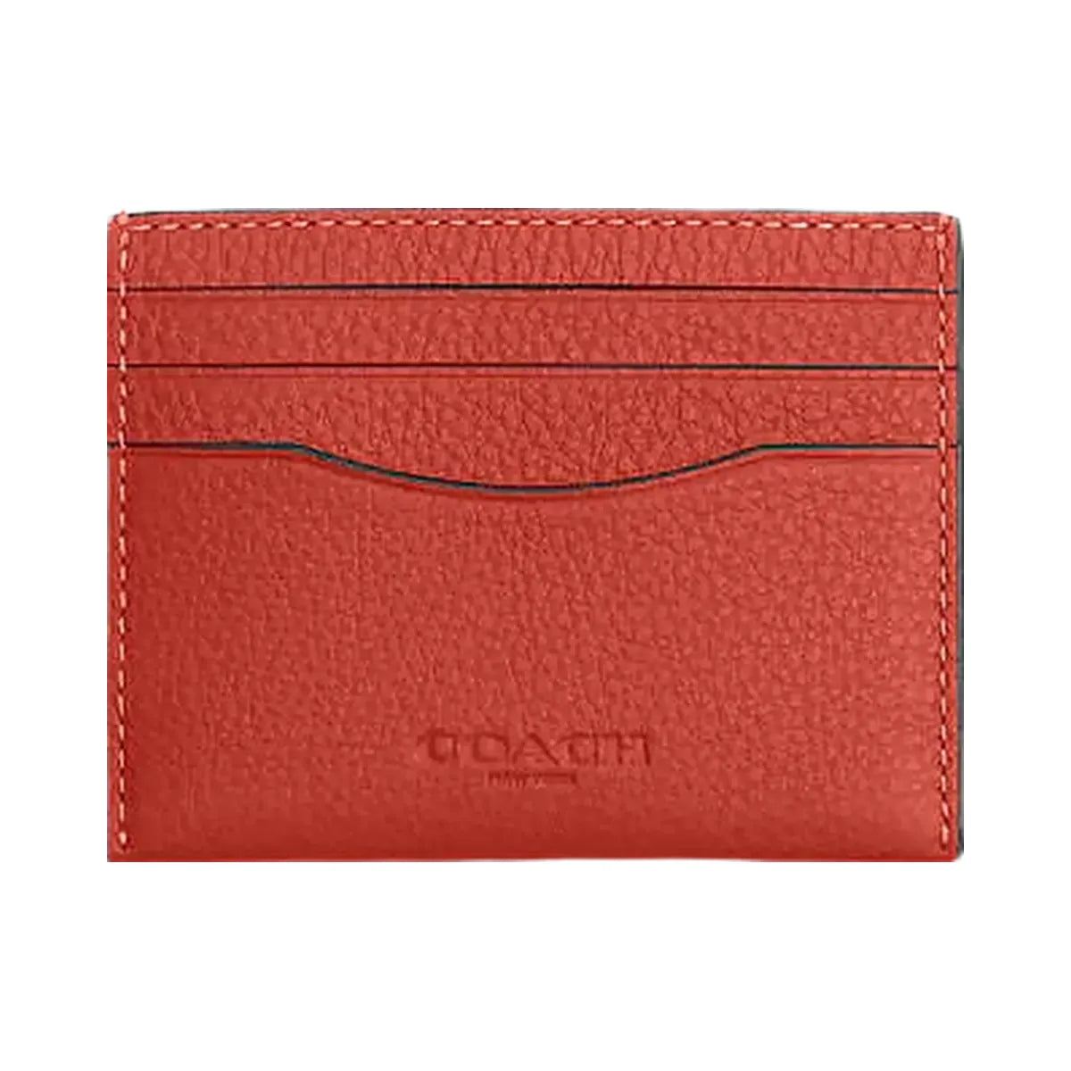 Coach Slim Id Card Case Pebbled Leather-Mango