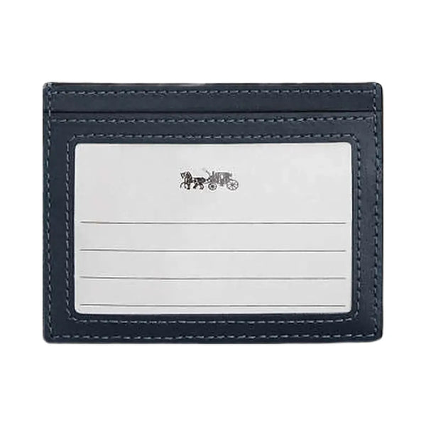 Coach Slim Id Card Case With Quilting Denim-Silver-Denim