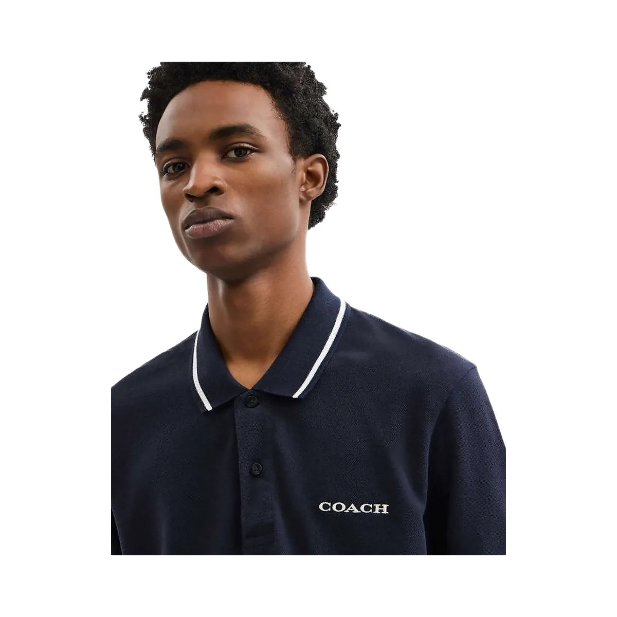 Coach Coach Signature Trim Polo Navy