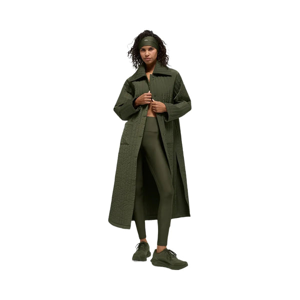 Alo Women's Quilted Skyline Long Coat - Green Olive