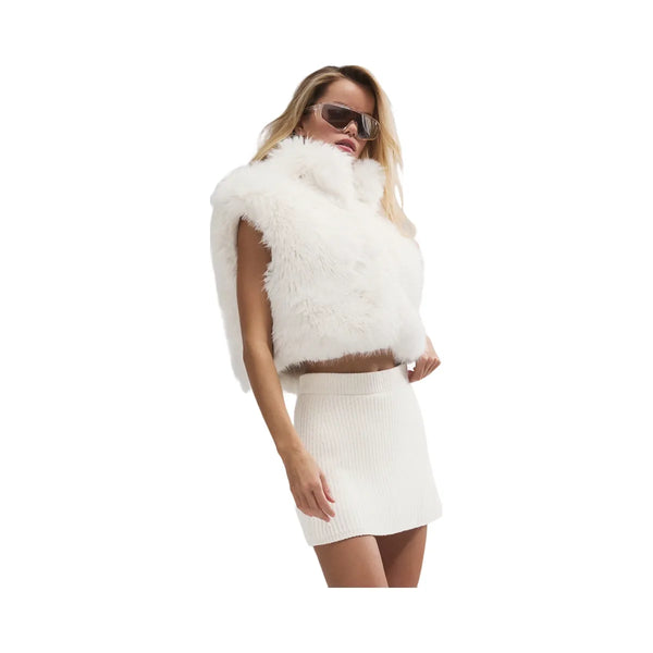 Alo Women's Opulent Faux Fur Cropped Vest - Ivory