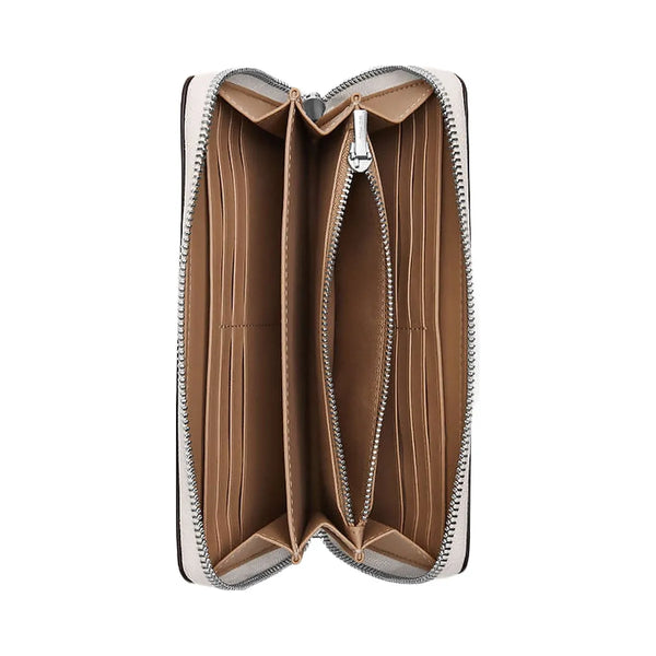 Coach Long Zip Around Wallet Calf Leather-Silver-Chalk
