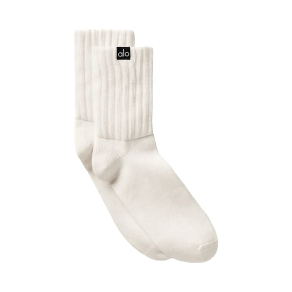 Alo Unisex Half-Crew Scrunch Sock - Ivory
