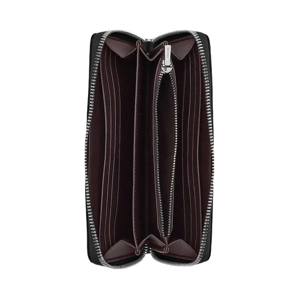 Coach Long Zip Around Wallet Calf Leather-Silver-Black