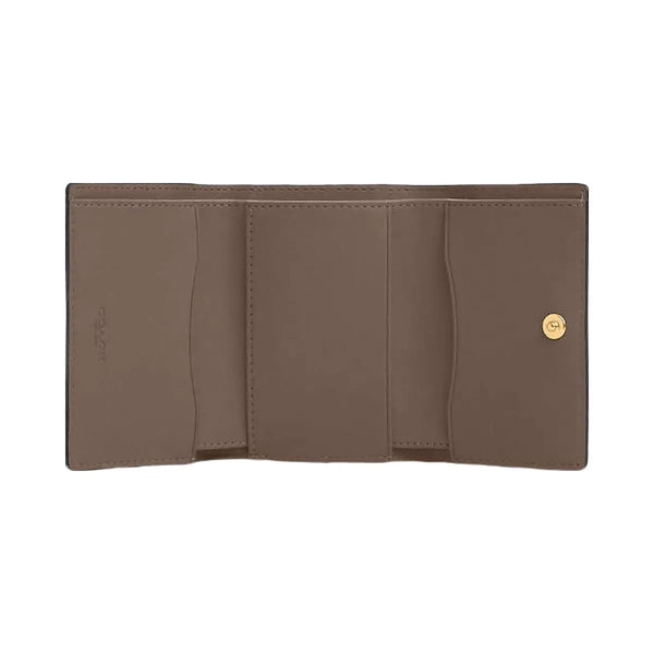 Coach Micro Wallet Leather-Gold-Dark Stone