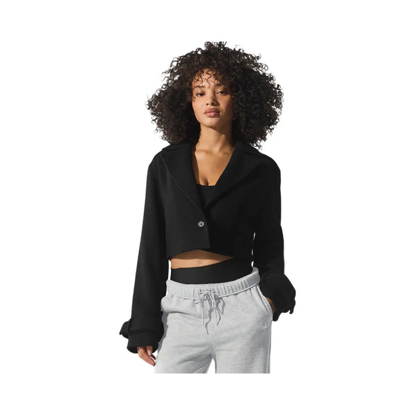Alo Women's Wool Cropped Metro Trench - Black