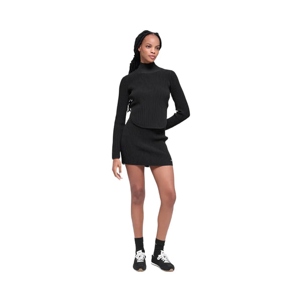 Alo Women's Denim Knit High-Waist Skirt - Black/Anthracite