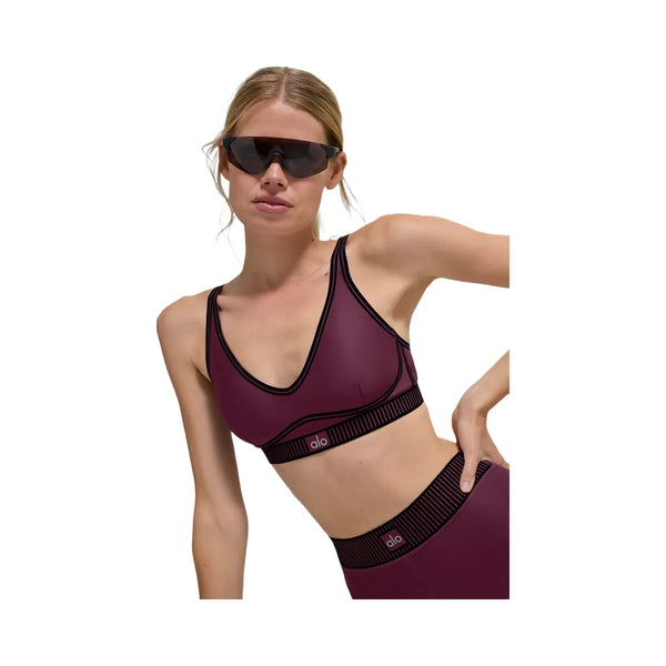 Alo Women's Airlift Line Up Bra - Burgundy