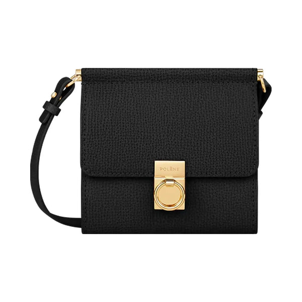 Polene Numero Sept Crossbody Wallet Textured Black