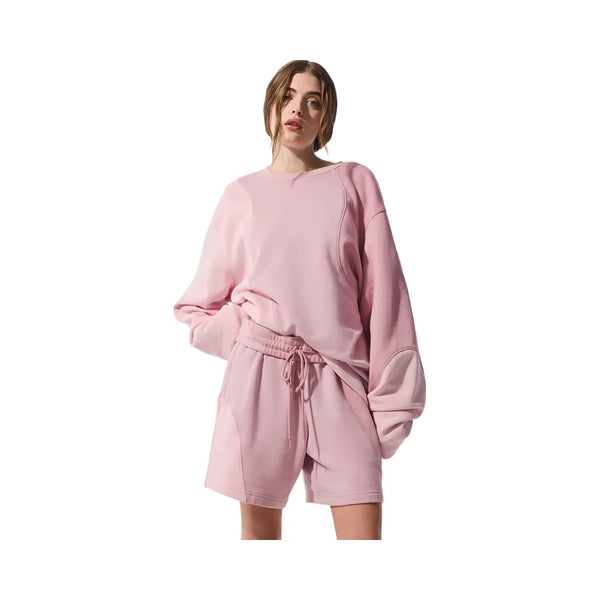 Alo Women's Make Waves Crew Neck Pullover - Sunset Pink Tonal