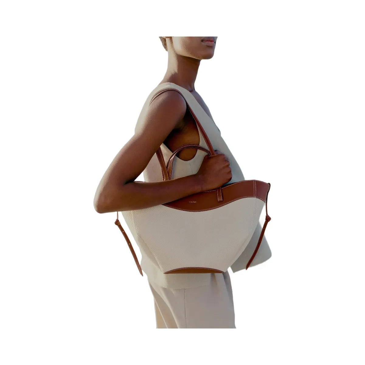 Polene Cyme Mini Cognac Canvas