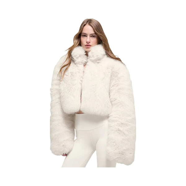 Alo Women's Opulent Faux Fur Cropped Jacket - Ivory