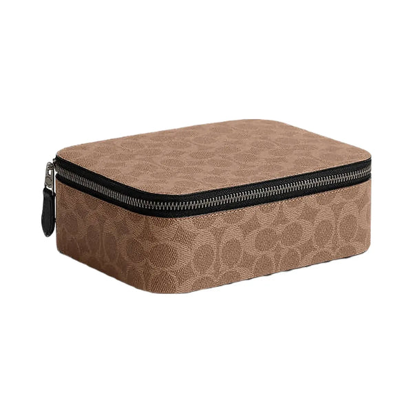 Coach Coach Tech Organizer In Colorblock Signature Canvas Signature Canvas-Gunmetal-Khaki-Black