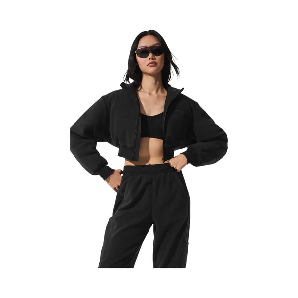 Alo Women's Polar Fleece Cropped Wintry Mix Jacket - Black