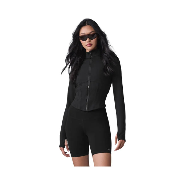 Alo Women's Airbrush Corset Full Zip Jacket - Black