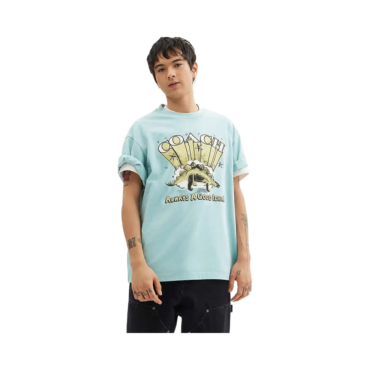 Coach Coach Stegosaurus Relaxed T-Shirt In Organic Cotton Blue Haze