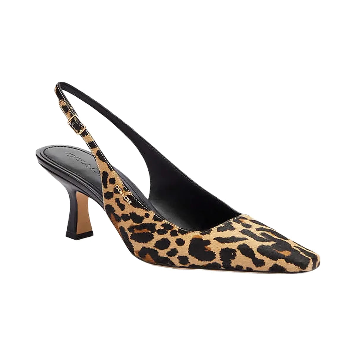 Coach Coach Slingback Heel With Leopard Print Tan & Black