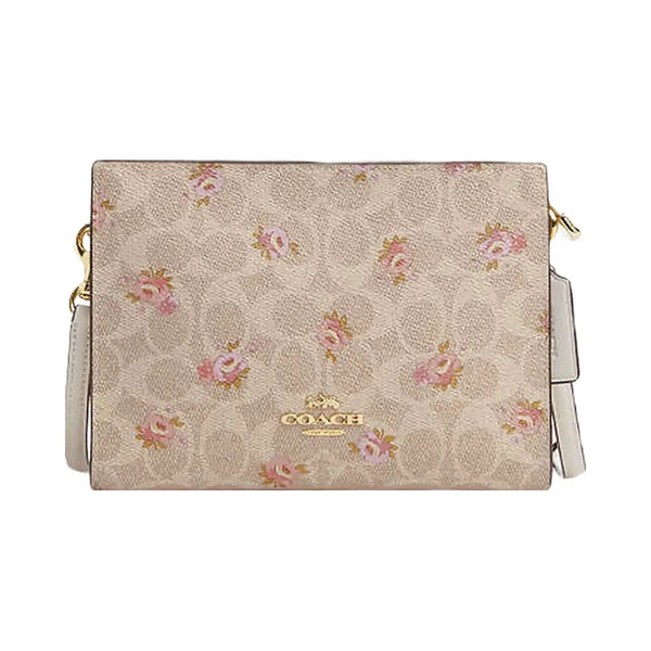 Coach Coach Slim Crossbody Bag In Signature Canvas With Floral Print Gold-Sand Multi