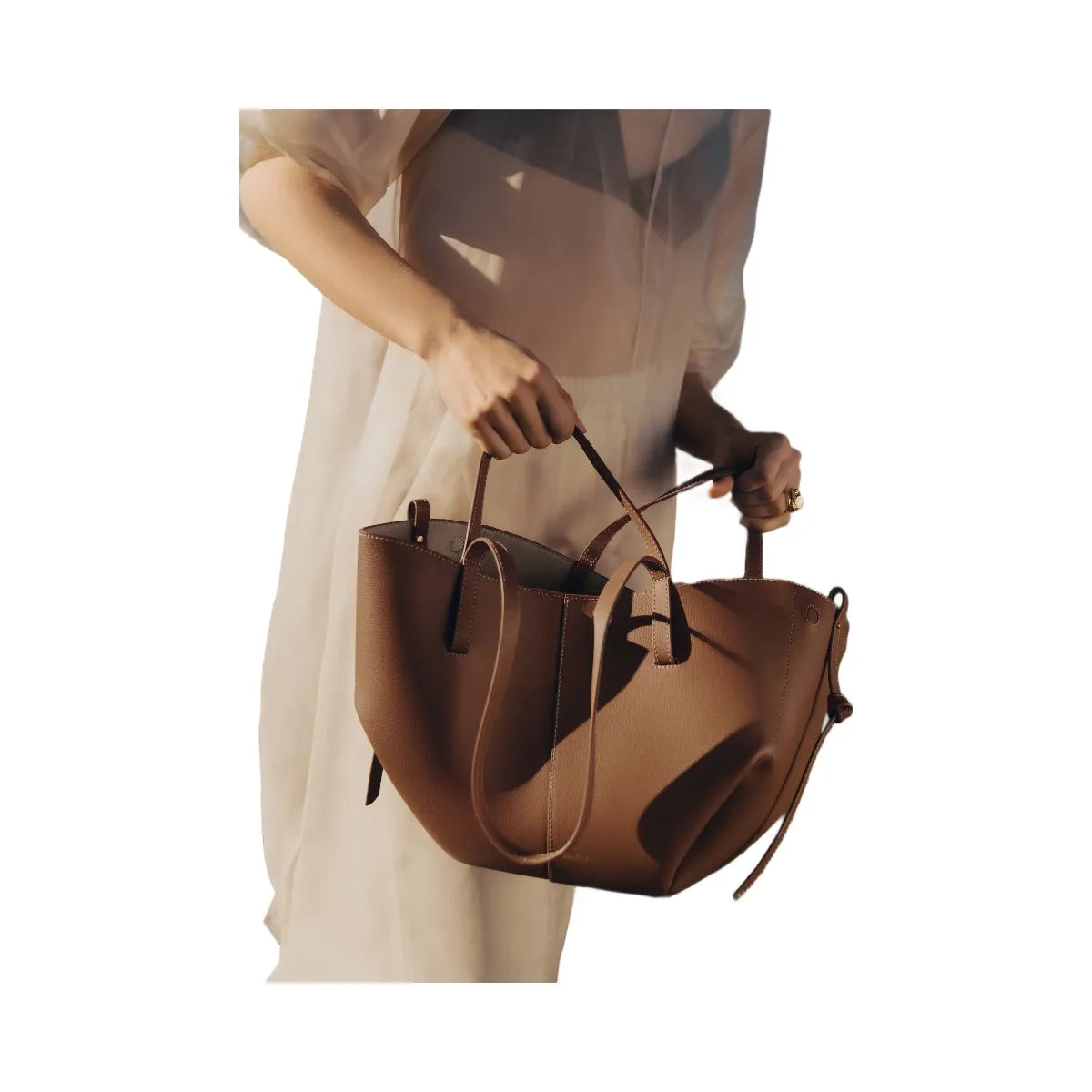 Polene Cyme Mini Textured Camel