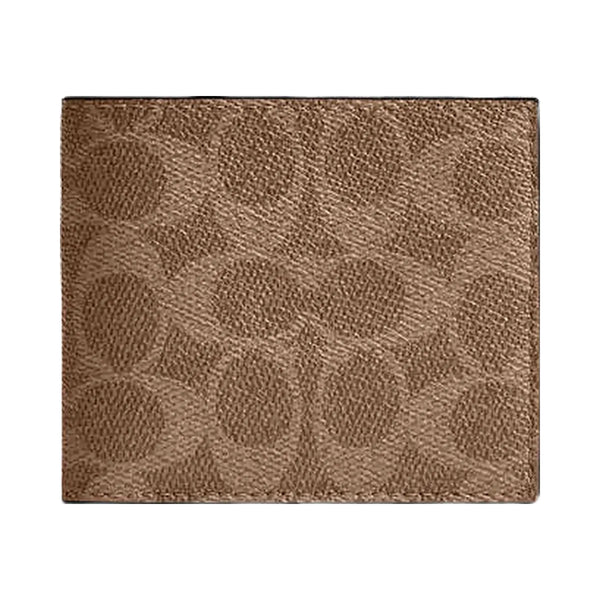 Coach Id Billfold Wallet In Signature Canvas Tan Black