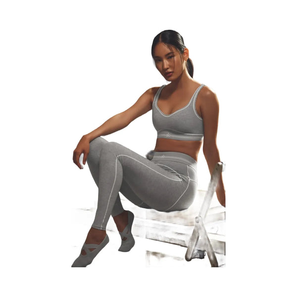 Alo Women's Alosoft High-Waist Heart Throb Legging - Athletic Heather Grey/White