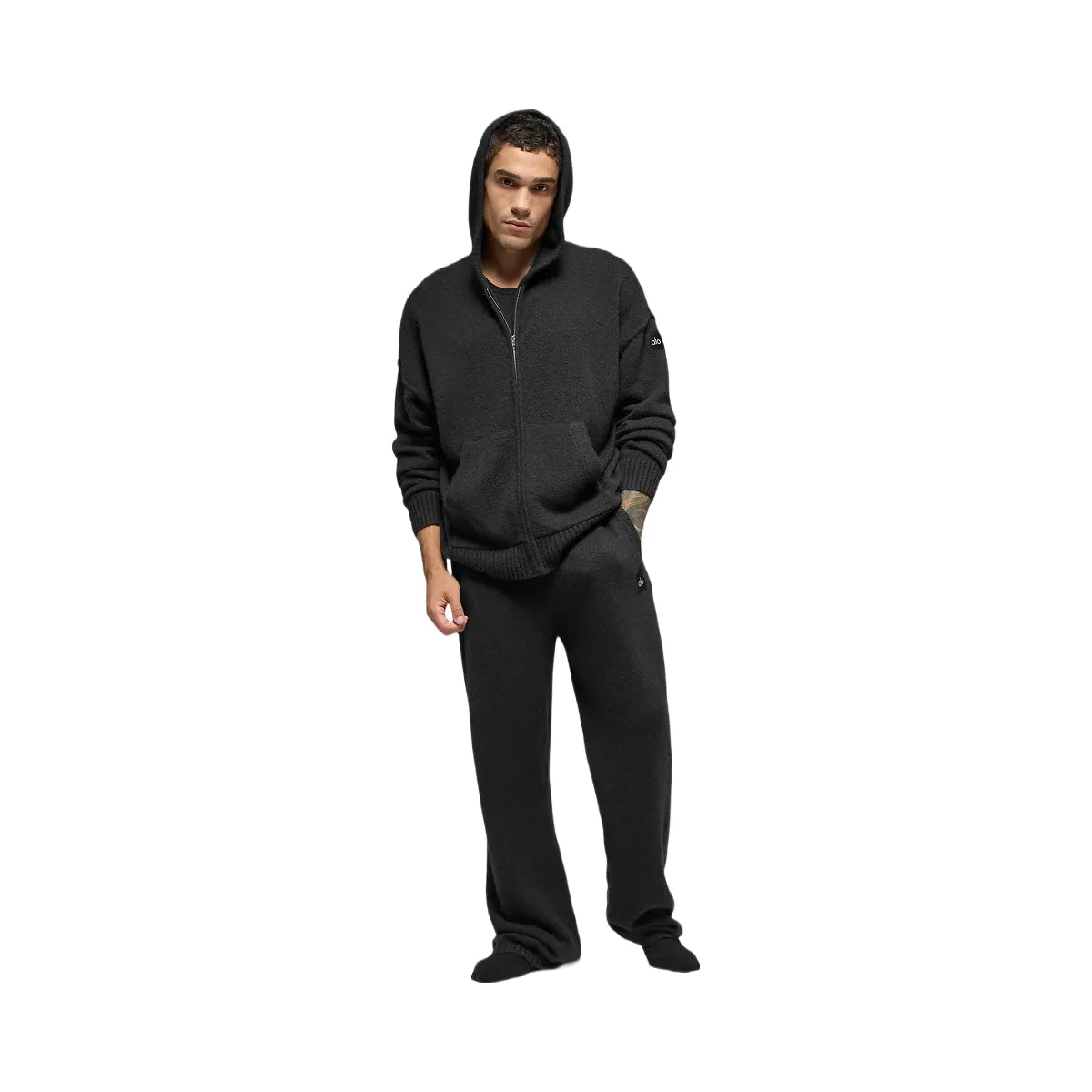 Alo Men's Wool Cashmere New Class Full Zip Hoodie - Black