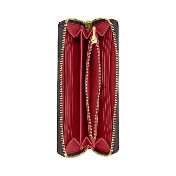 Coach Long Zip Around Wallet In Signature Canvas Signature Canvas-Im-Walnut-True Red