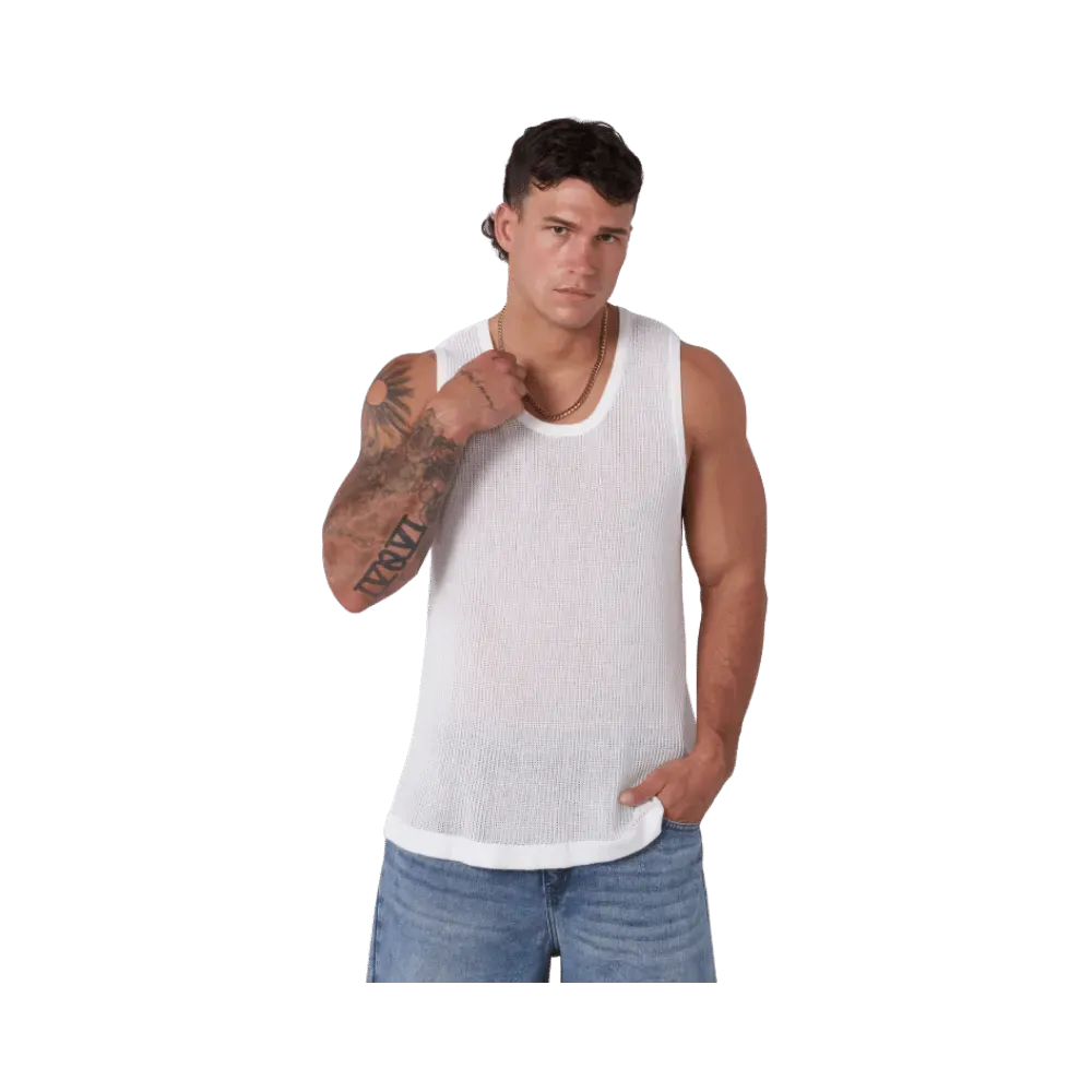 Young LA Crochet Tanks White