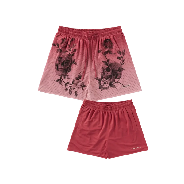 YoungLA Skulls & Roses Reversible Shorts Skull Branch
