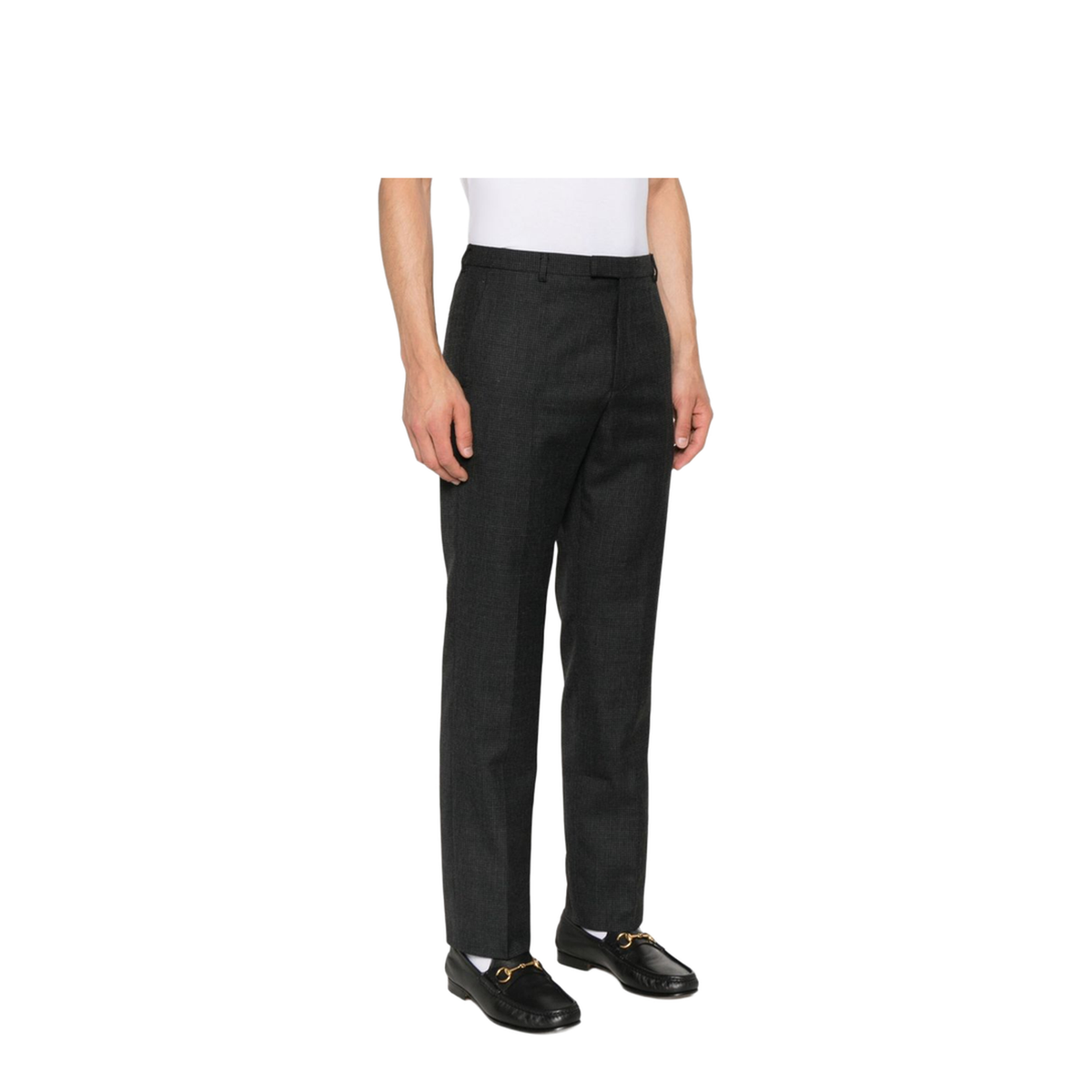 Gucci Houndstooth Wool Pant with Embroidery