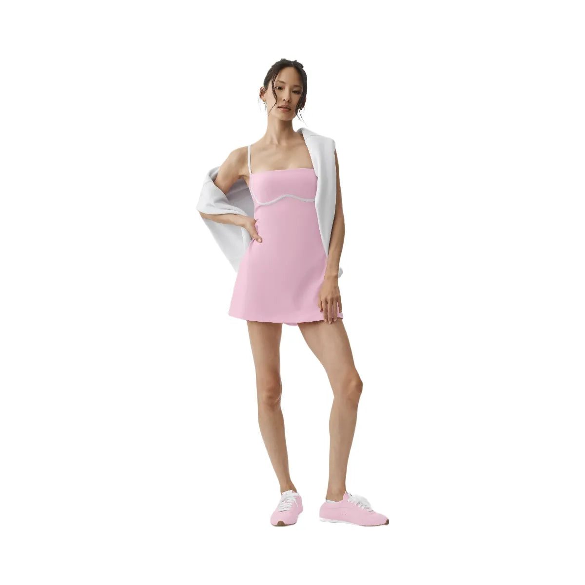 Alo Airbrush Streamlined Dress 'Pink Marshmallow/White'