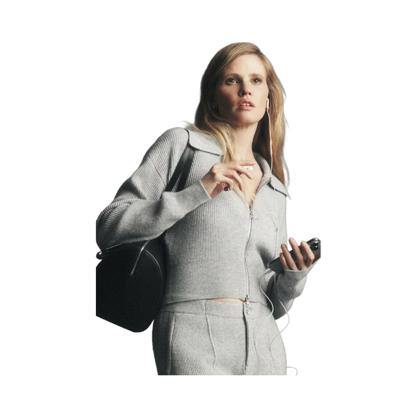 Alo Cashmere Wool Harmony Full Zip Jacket 'Athletic Heather Grey'