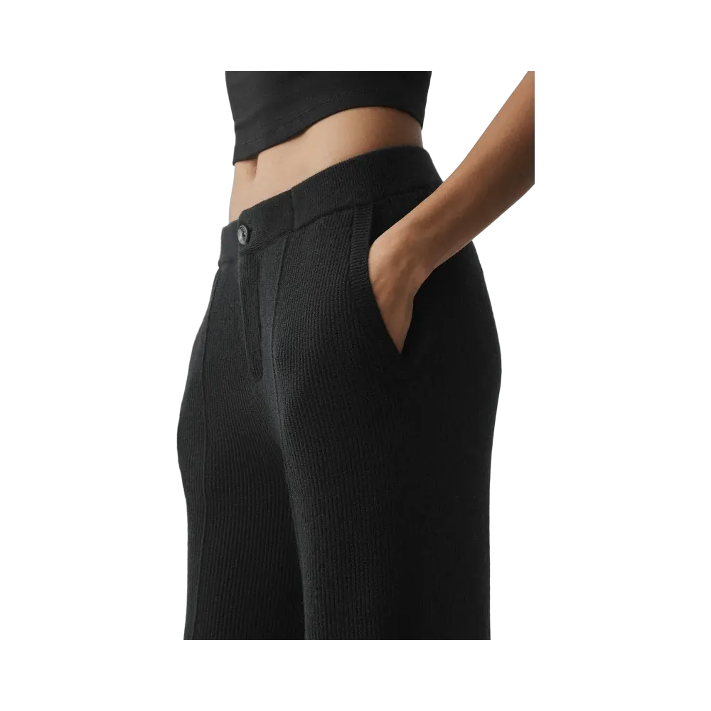 Alo Cashmere Wool Low-Rise Harmony Trouser (Long) 'Black'
