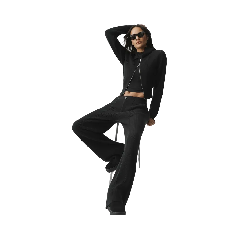 Alo Cashmere Wool Low-Rise Harmony Trouser (Long) 'Black'