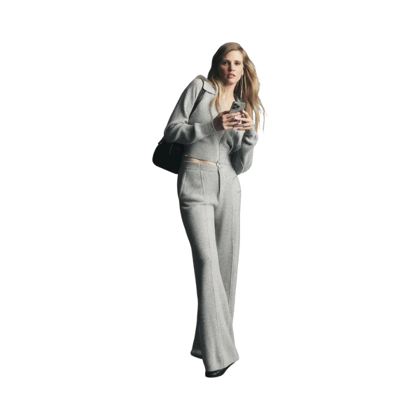 Alo Cashmere Wool Low-Rise Harmony Trouser (Regular) 'Athletic Heather Grey'