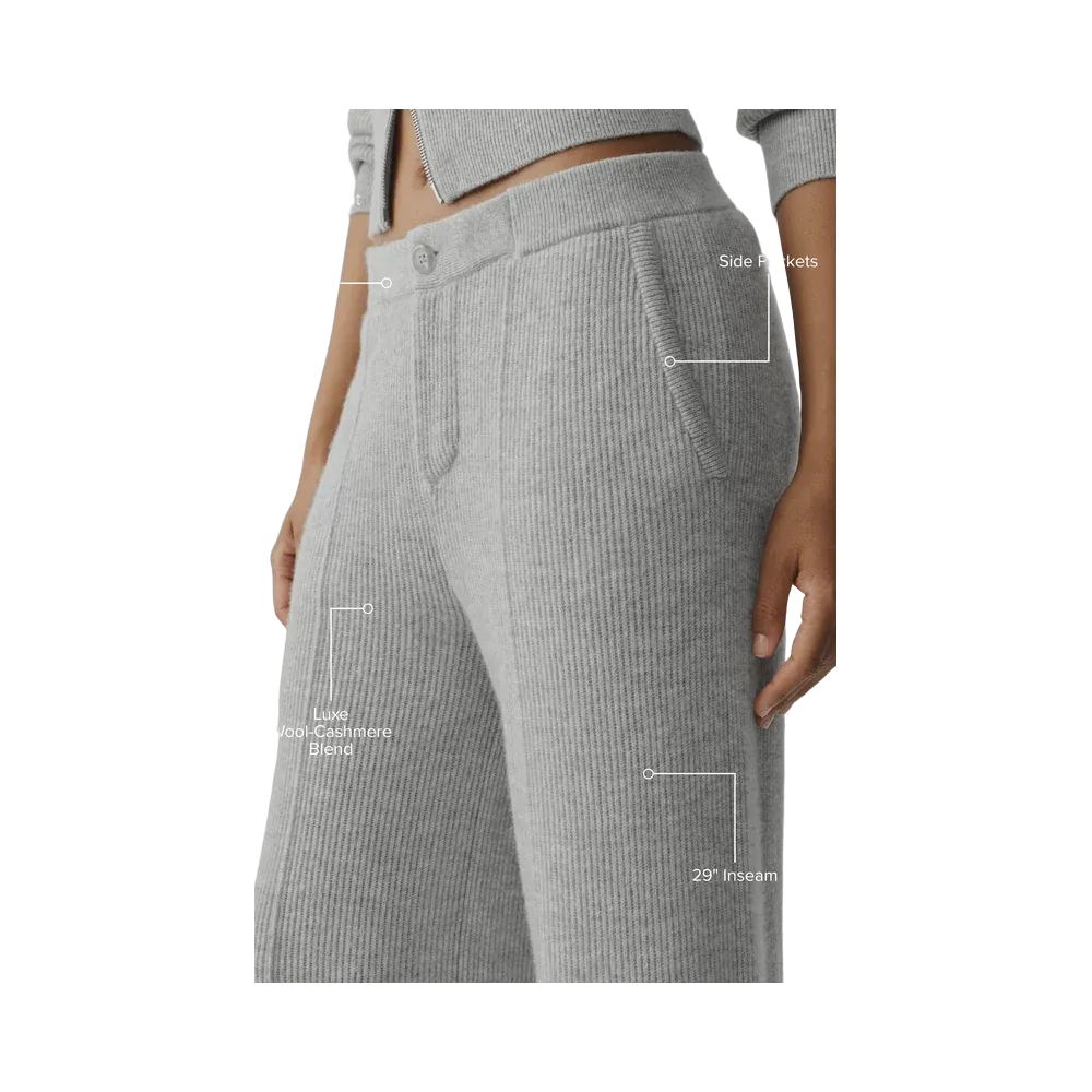 Alo Cashmere Wool Low-Rise Harmony Trouser (Regular) 'Athletic Heather Grey'